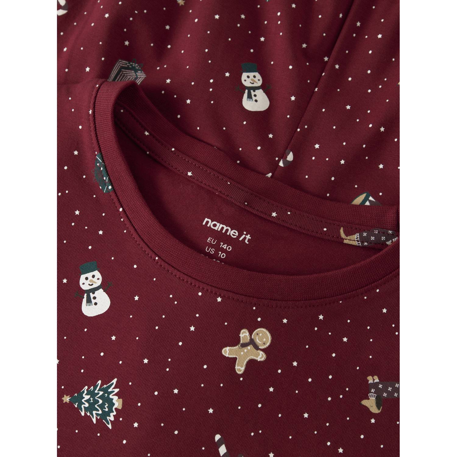 NAME IT KIDS pyjama met print donkerrood
