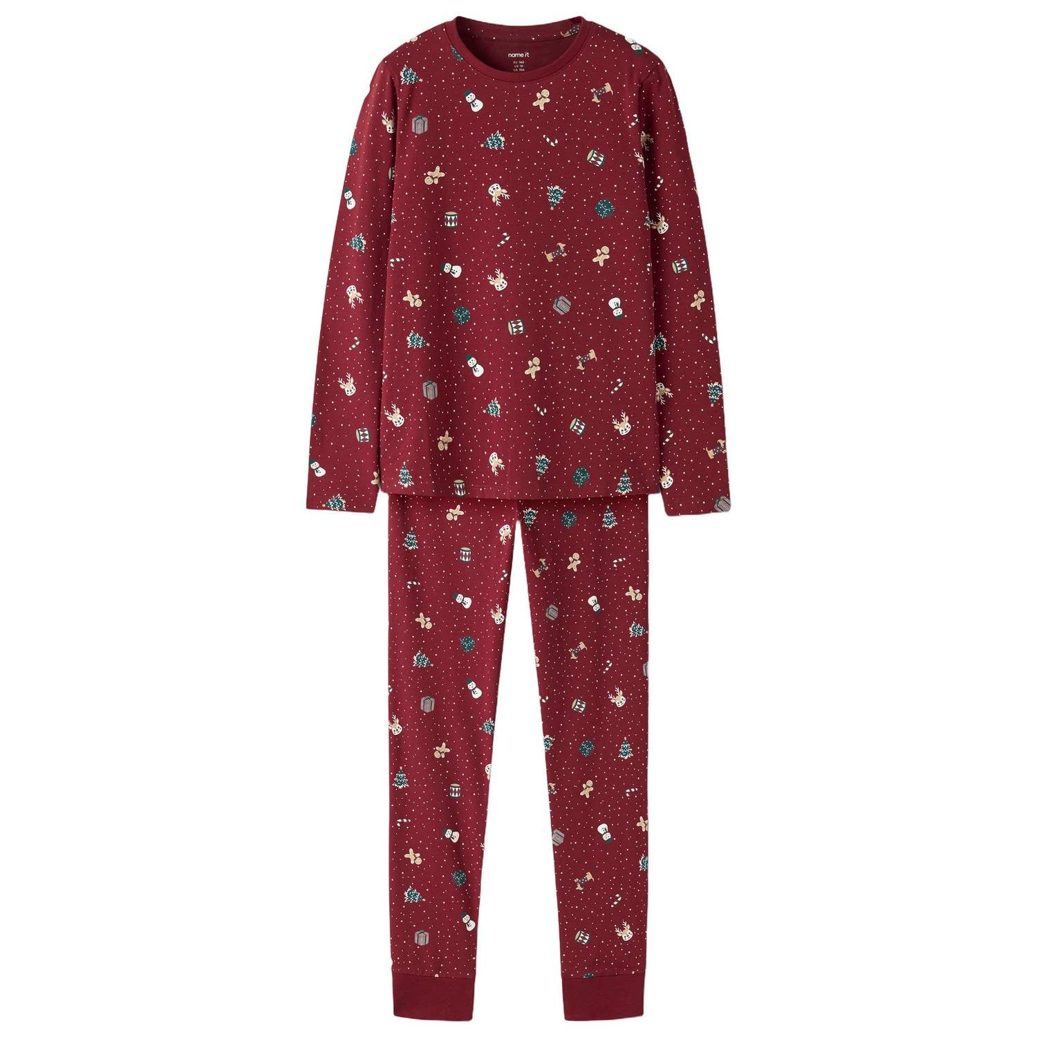 NAME IT KIDS pyjama met print donkerrood