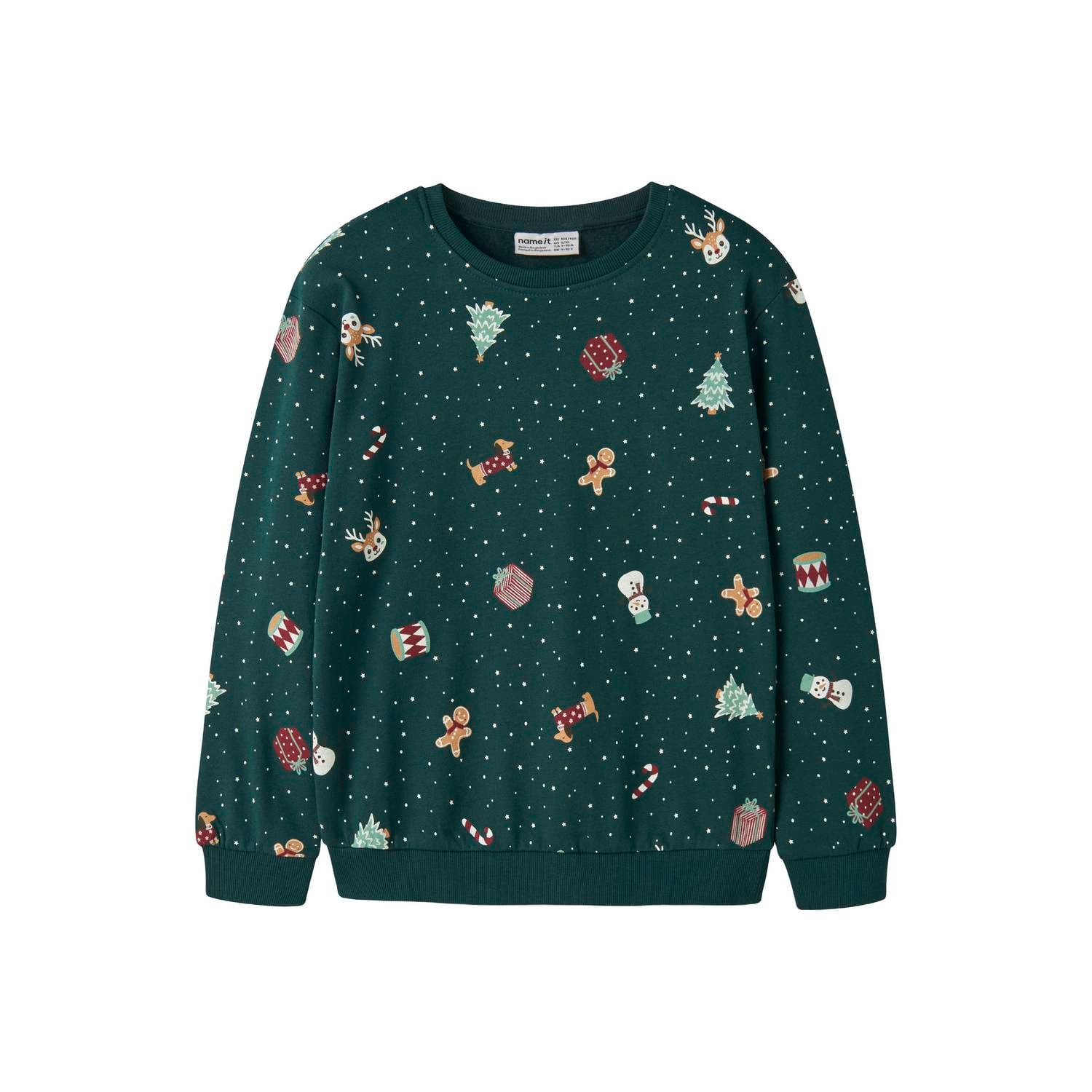 NAME IT KIDS sweater met print groen