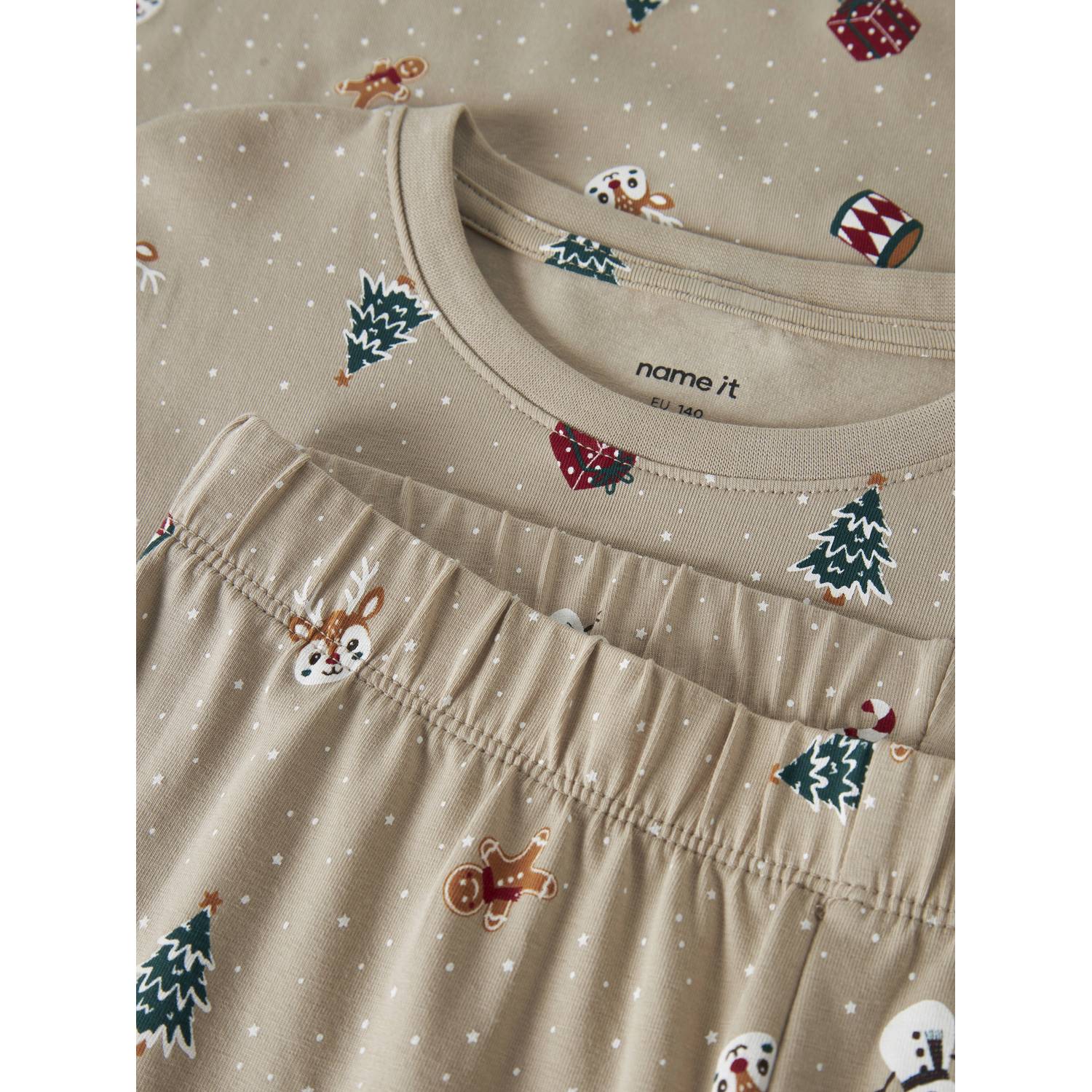 NAME IT KIDS pyjama met print beige