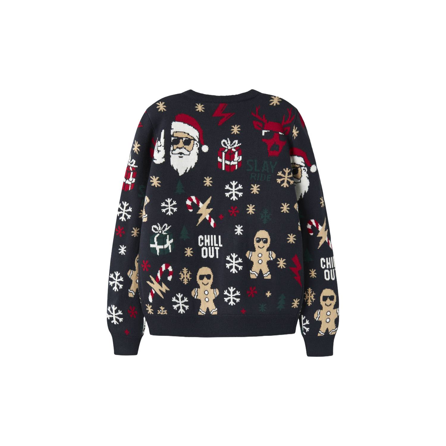NAME IT KIDS kersttrui met print donkerblauw