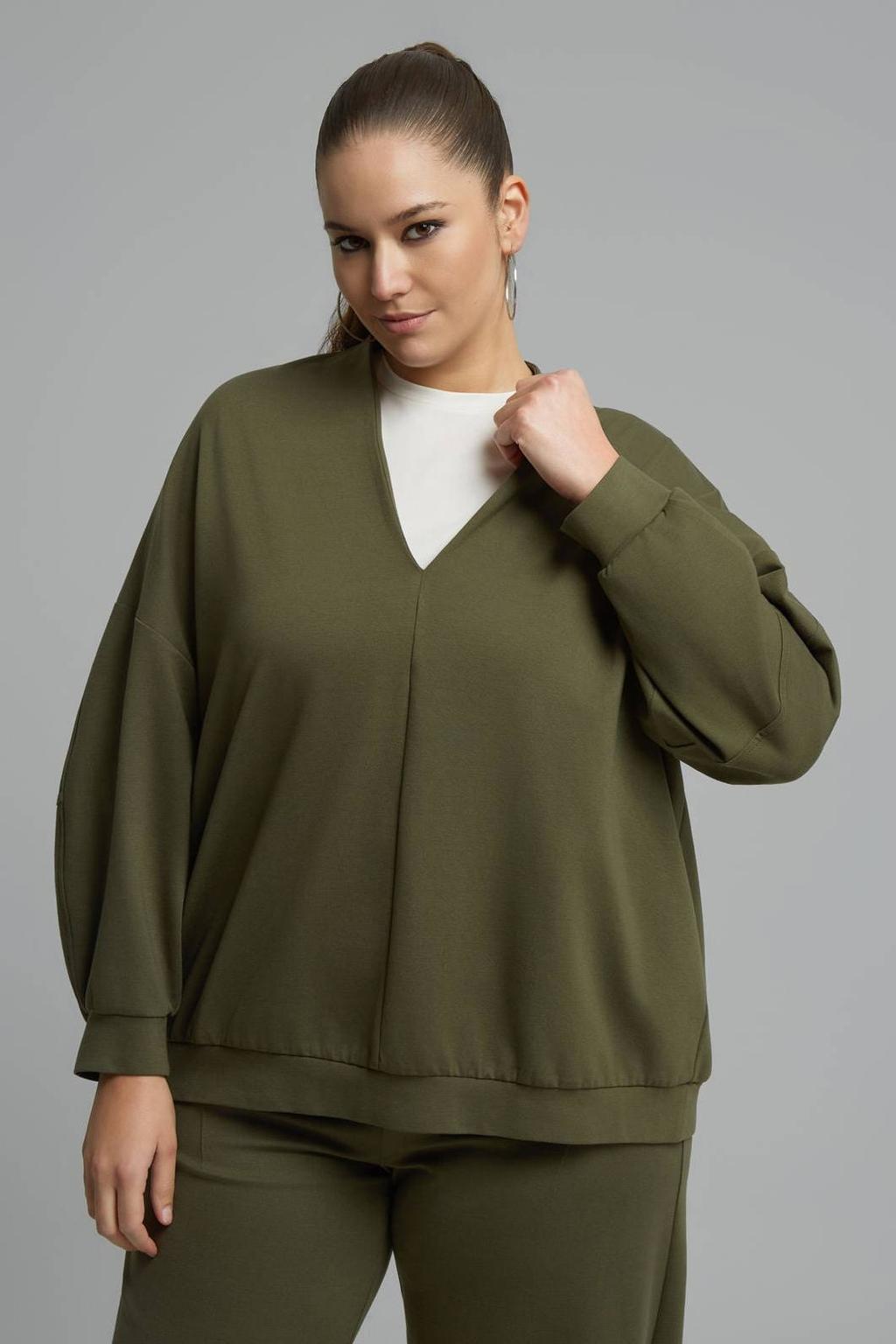 Mat Fashion Plus Size blouse - donkergroen