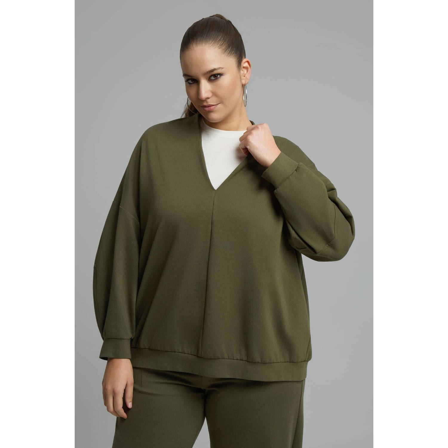 Mat Fashion Plus Size blouse donkergroen