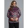 Mat Fashion Plus Size top met col en print - rood/blauw/zwart
