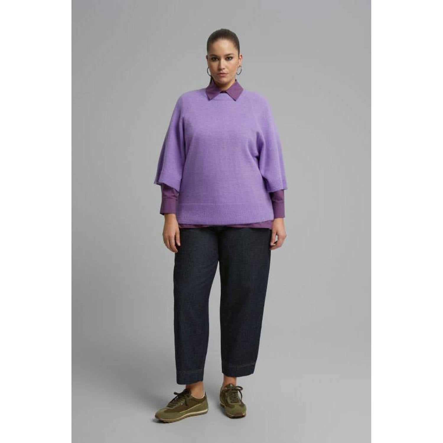 Mat Fashion Plus Size wollen gebreide trui lila