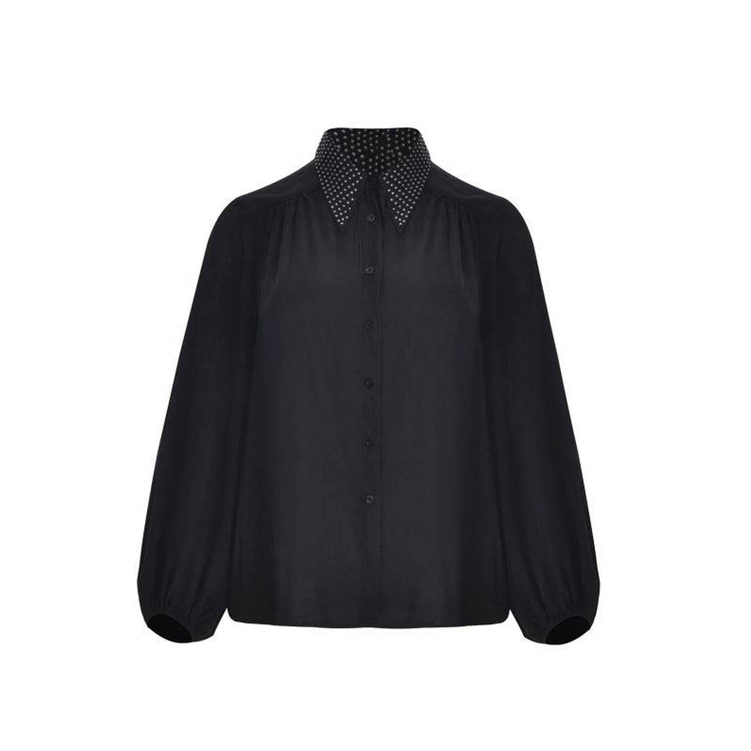 Mat Fashion Plus Size blouse met studs zwart