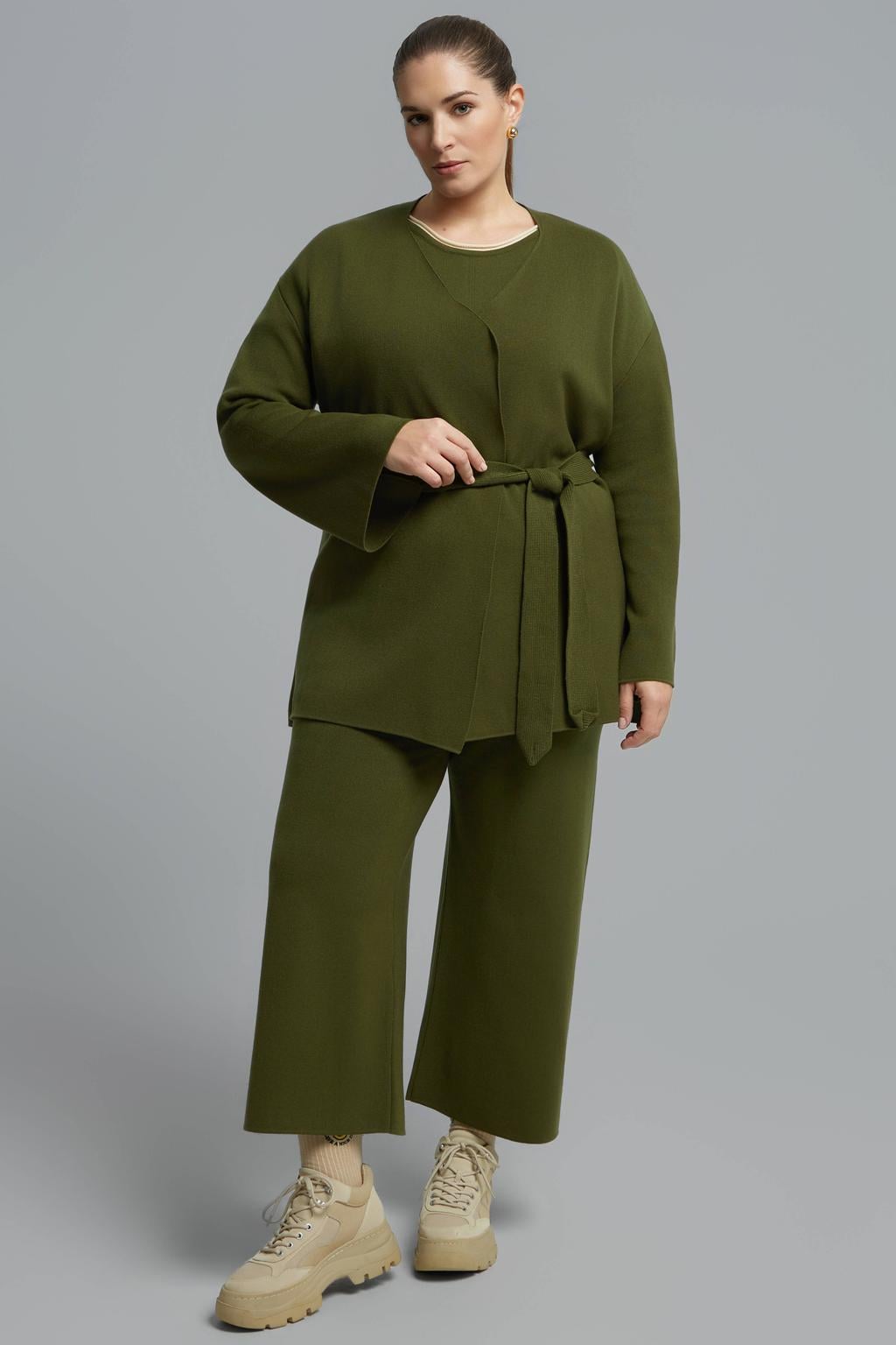 Mat Fashion Plus Size wikkelvest - donkergroen