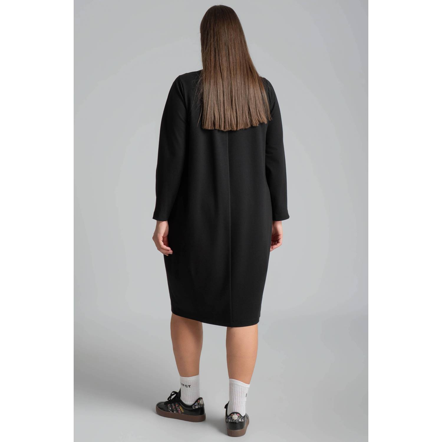 Mat Fashion Plus Size midi jurk zwart
