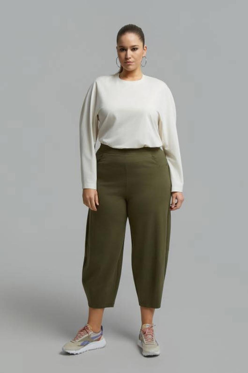 Mat Fashion Plus Size barrel cropped broek - donkergroen