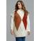 Mat Fashion Plus Size geruite gebreide trui met wol - ecru