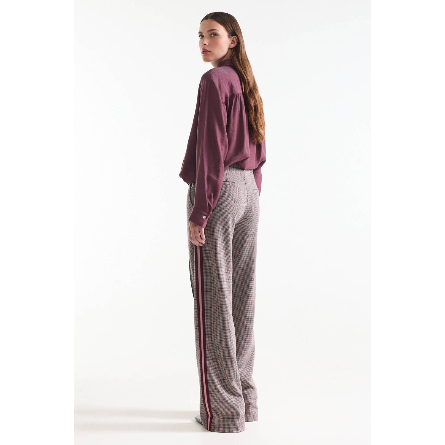 JANSEN Amsterdam wide leg geruite broek meerkleurig