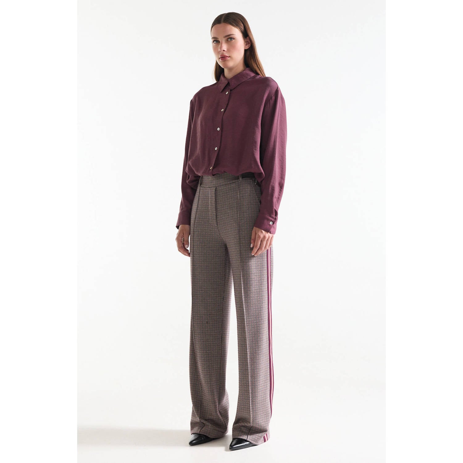 JANSEN Amsterdam wide leg geruite broek meerkleurig
