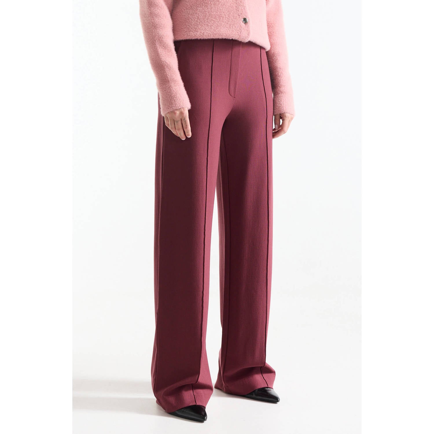 JANSEN Amsterdam wide leg broek donkerrood