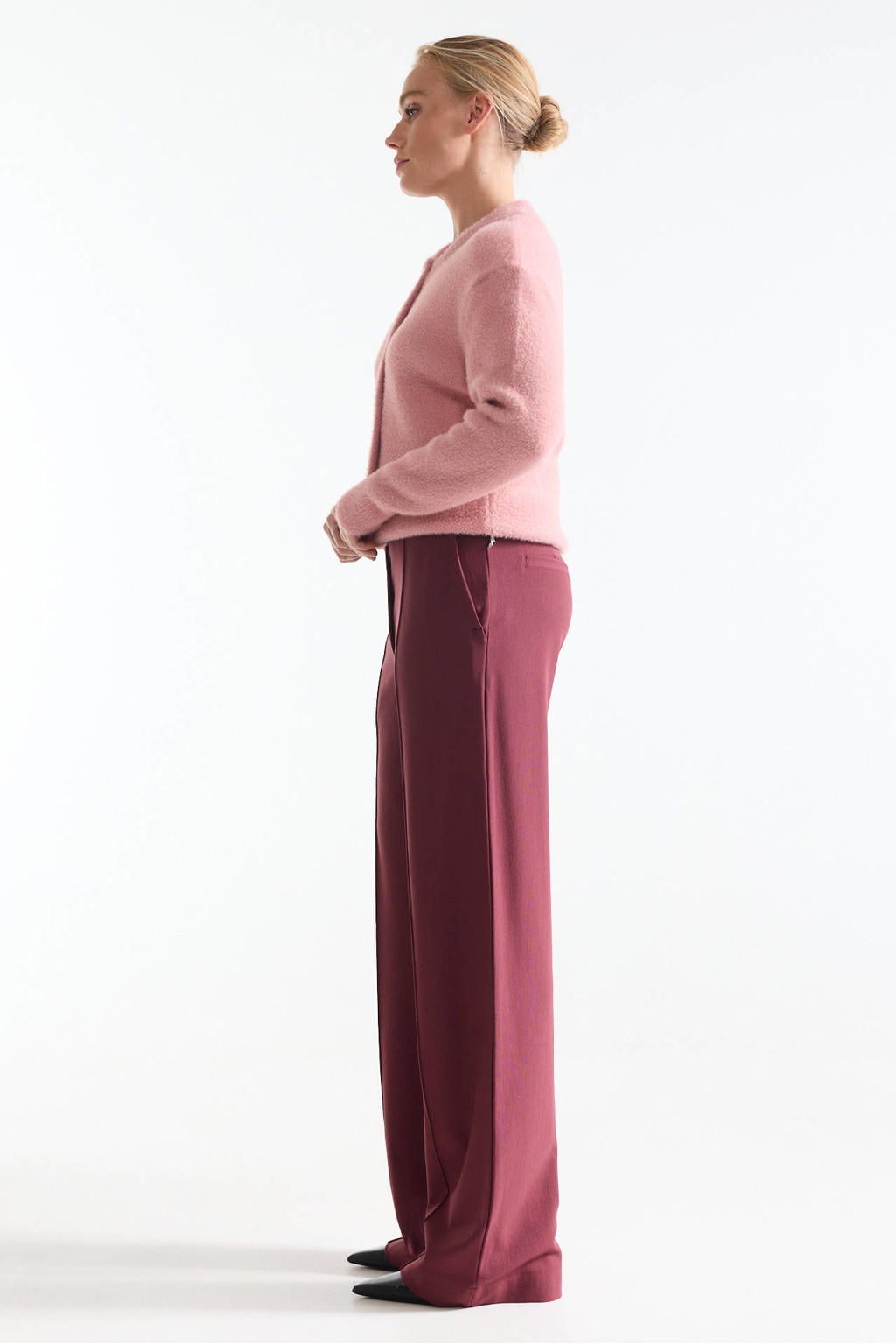 JANSEN Amsterdam wide leg broek - donkerrood