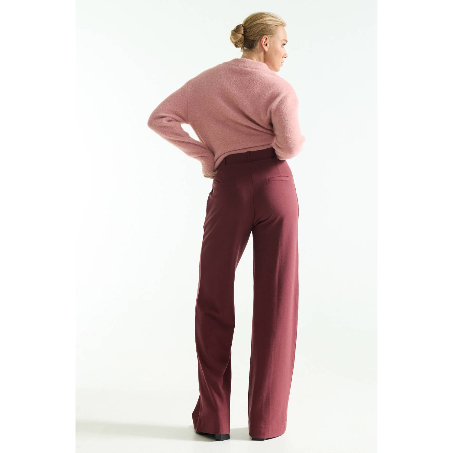 JANSEN Amsterdam wide leg broek donkerrood