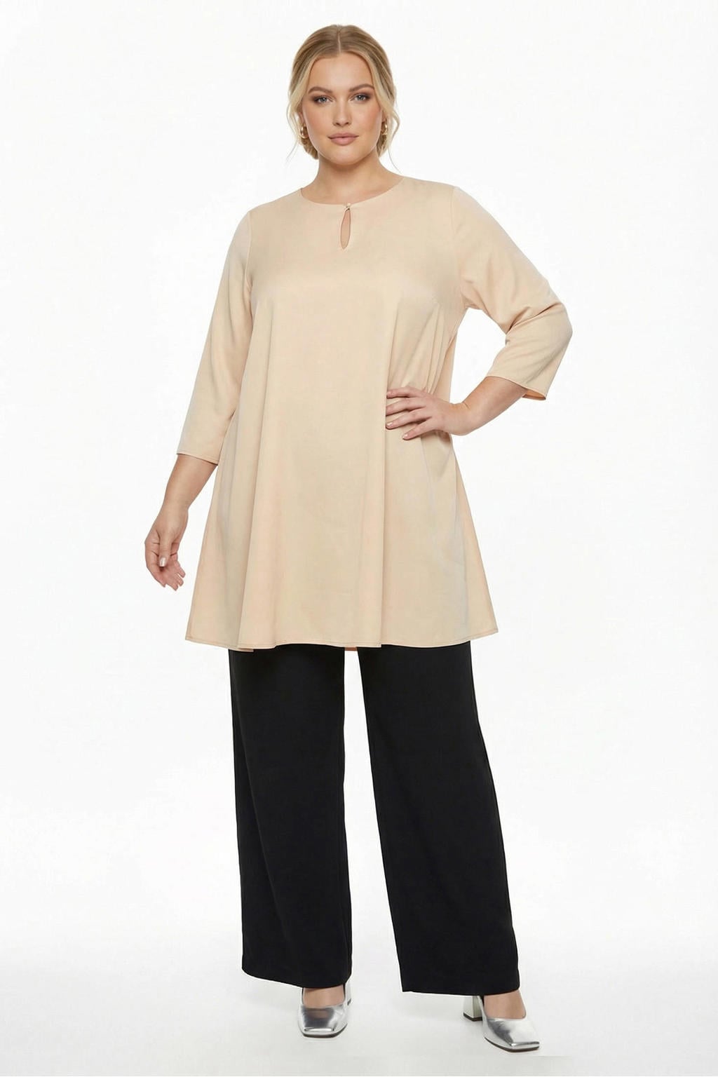 YOEK rayon tuniek Plus Size - roze