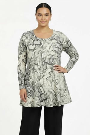 tuniek slangenprint Plus Size - beige
