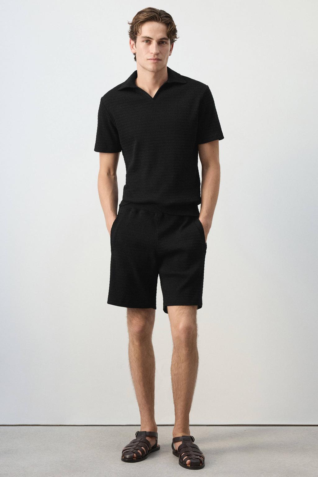 Mango Man straight leg casual short - zwart