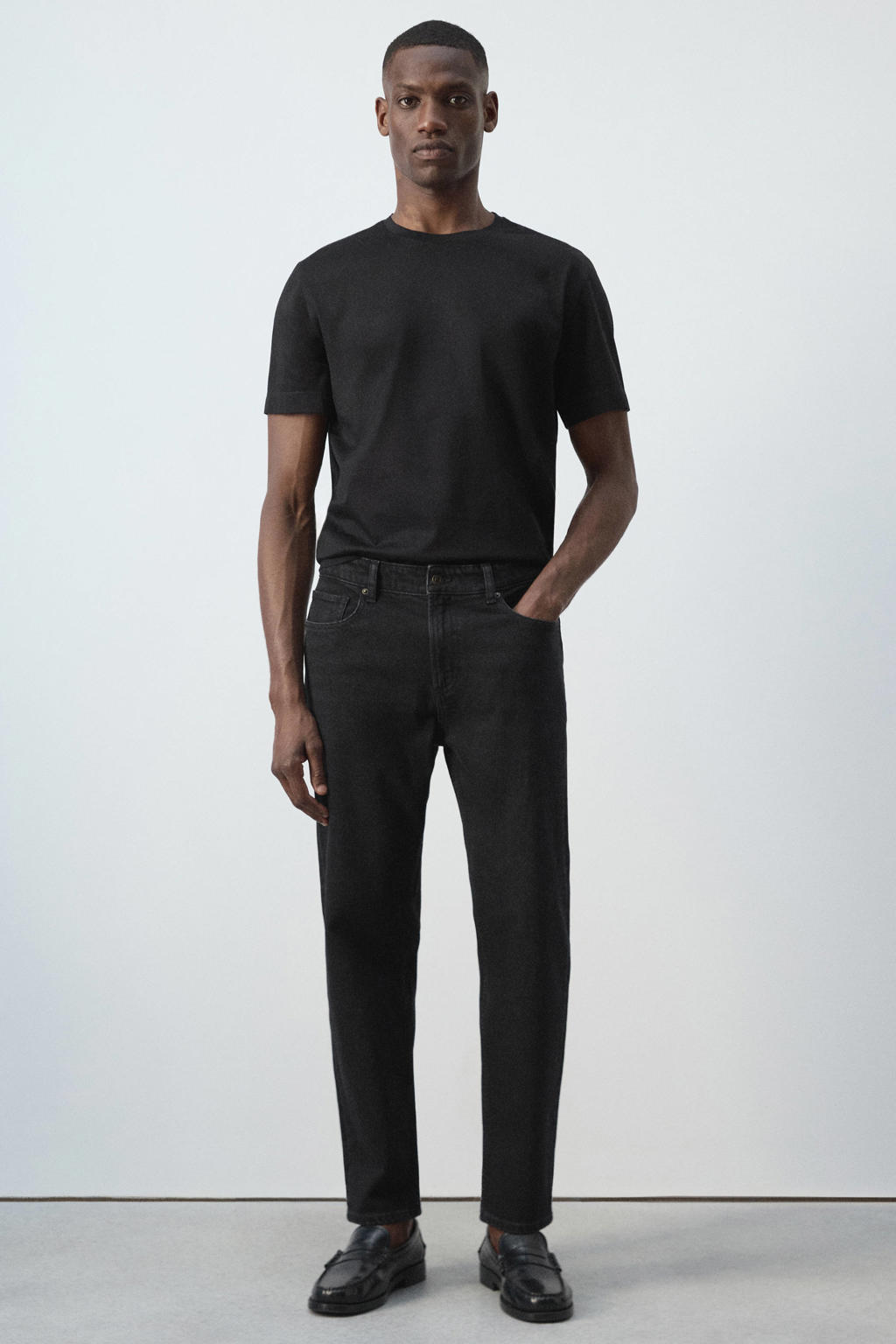 Mango Man tapered cropped jeans - grijs