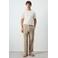 Mango Man relaxed fit casual broek met linnen - lichtbeige
