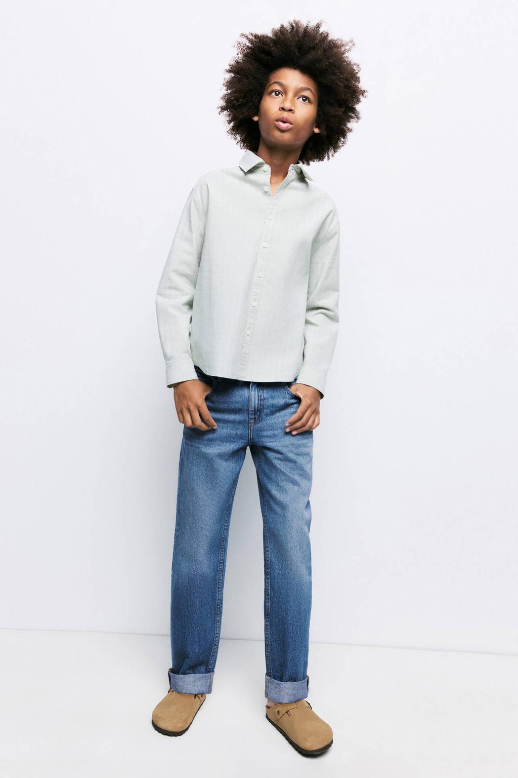 Medium blue denim jongens Mango Kids regular fit jeans middelblauw van denim met effen