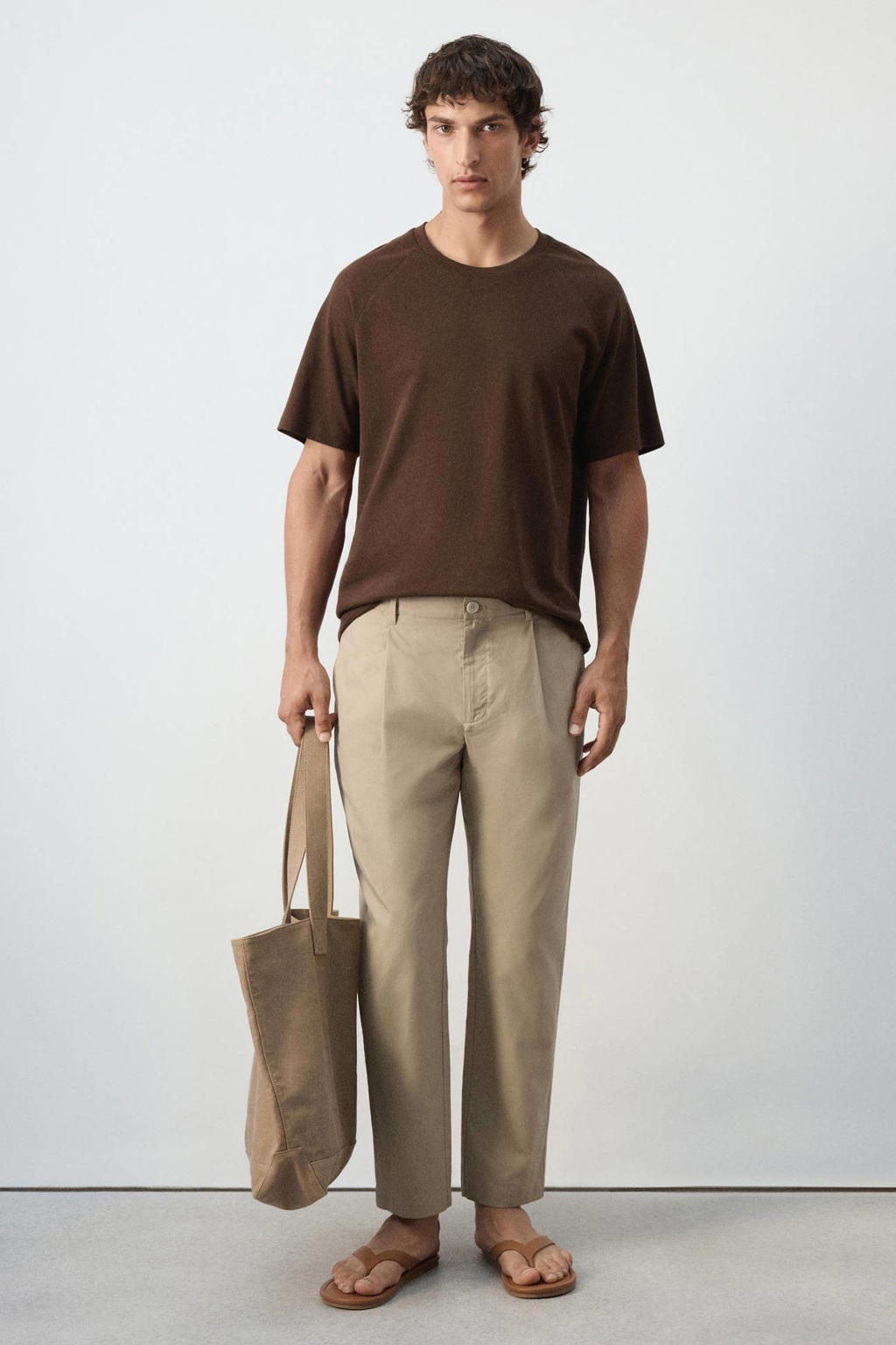 Mango Man regular fit casual broek - beige