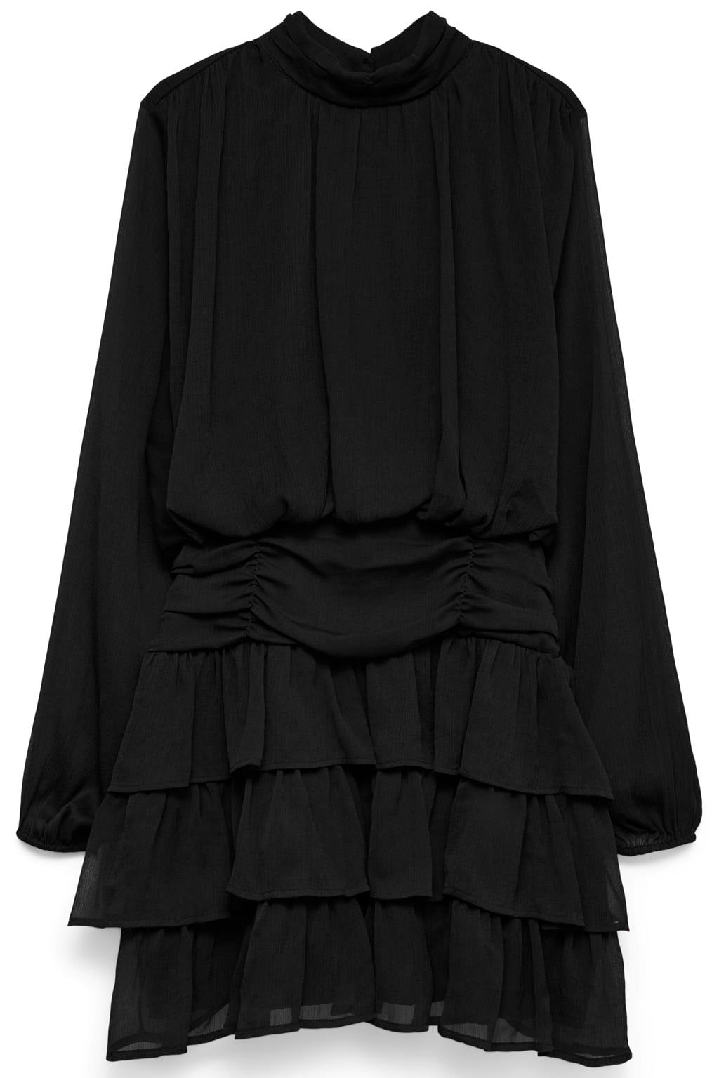 VERO MODA mini jurk met ruches - zwart