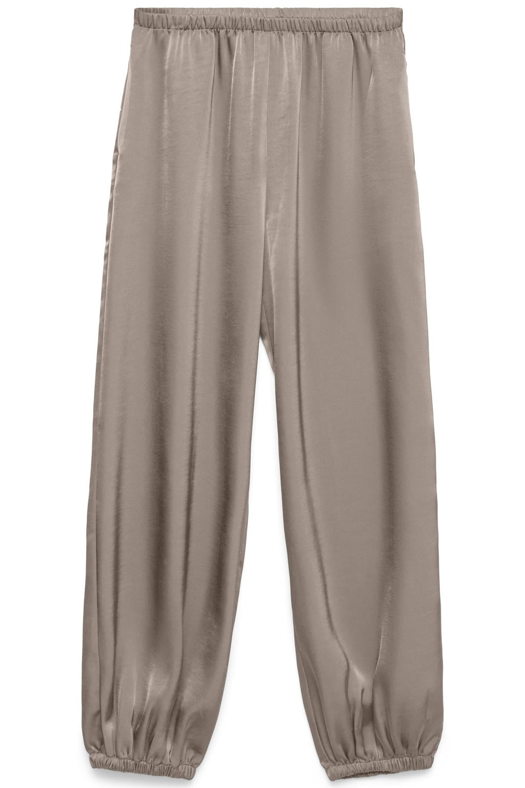 Taupe dames VERO MODA regular waist ballon casual broek van polyester met elastische tailleband en effen