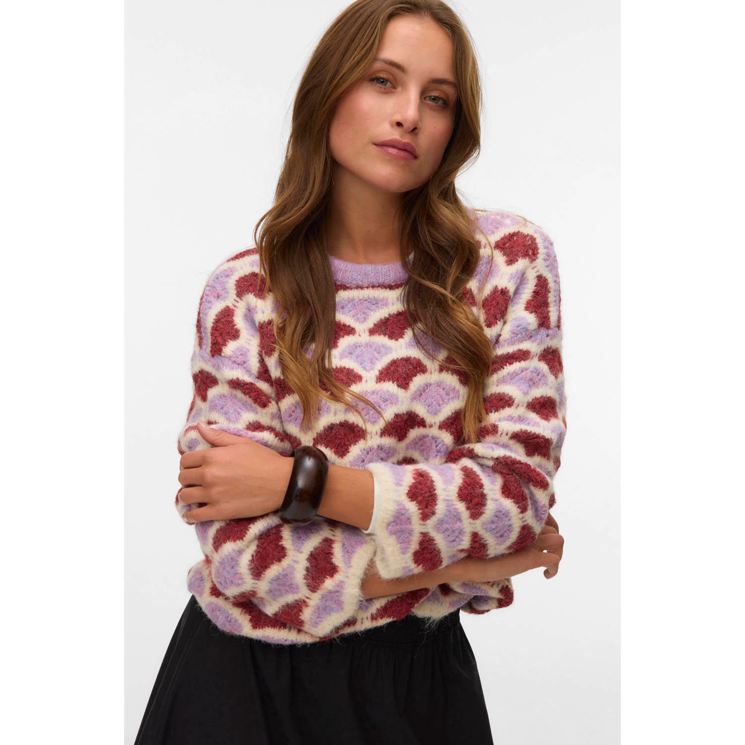 VERO MODA pullover met print en wol meerkleurig