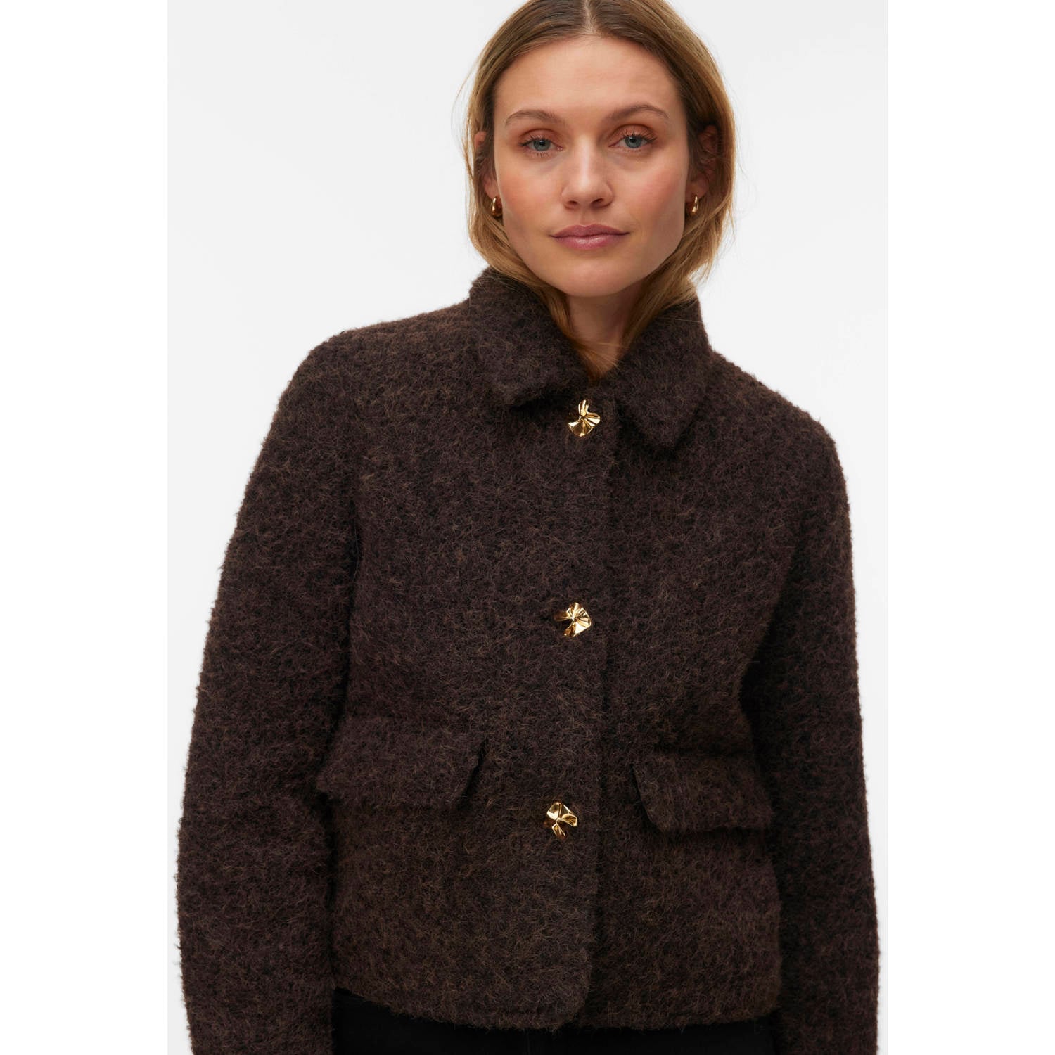 VERO MODA teddy jas donkerbruin