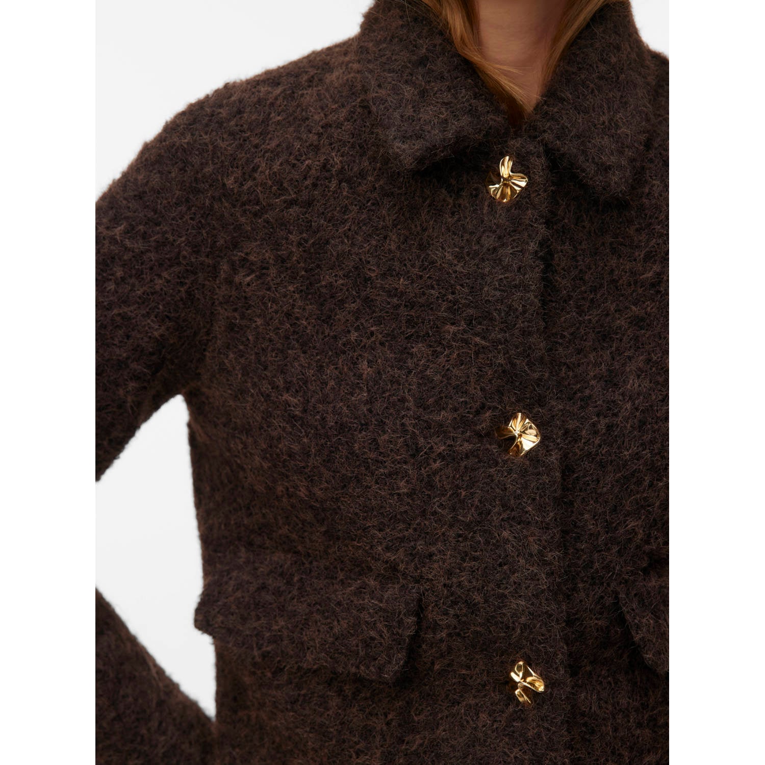 VERO MODA teddy jas donkerbruin