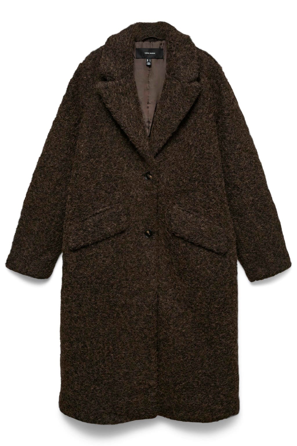 Donkerblauwe dames VERO MODA van polyester met effen, lange mouwen, reverskraag, knoopsluiting en textuur