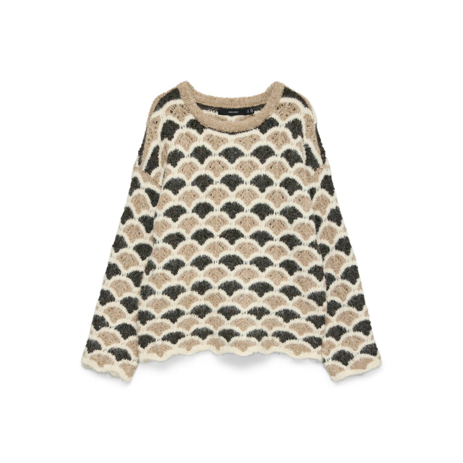 VERO MODA pullover met print en wol beige