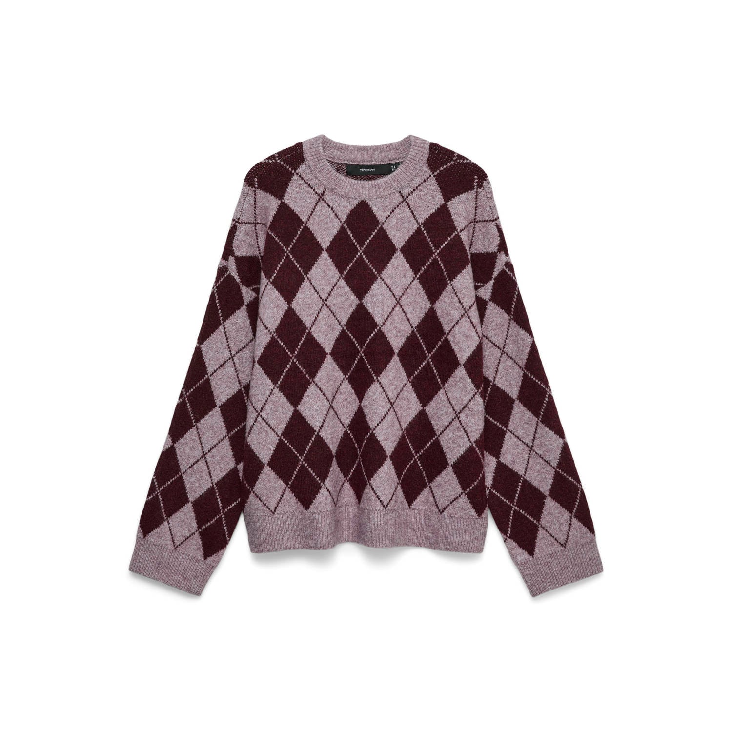 VERO MODA pullover met print en wol donkerrood