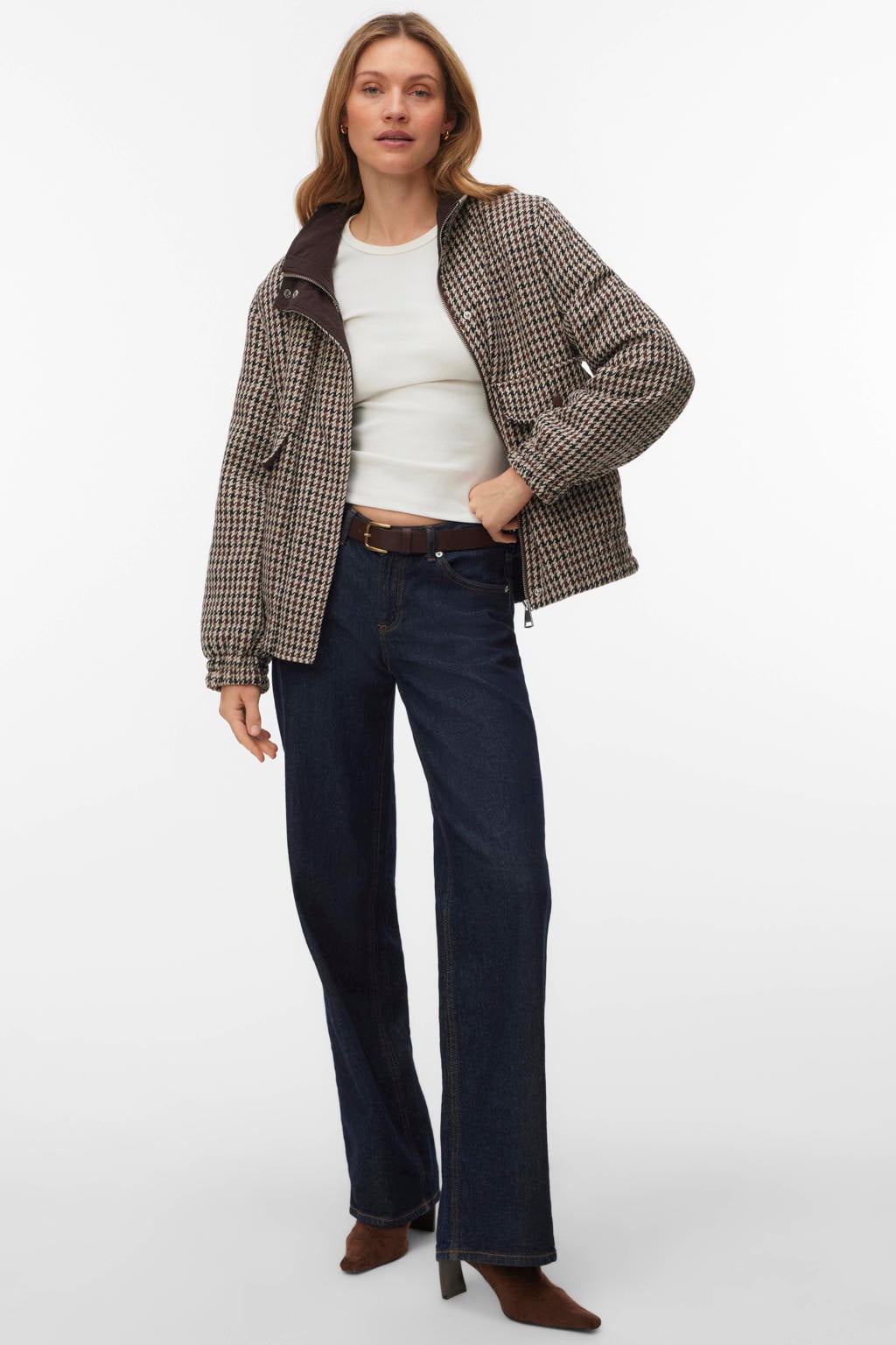 VERO MODA geruite tussenjas - bruin