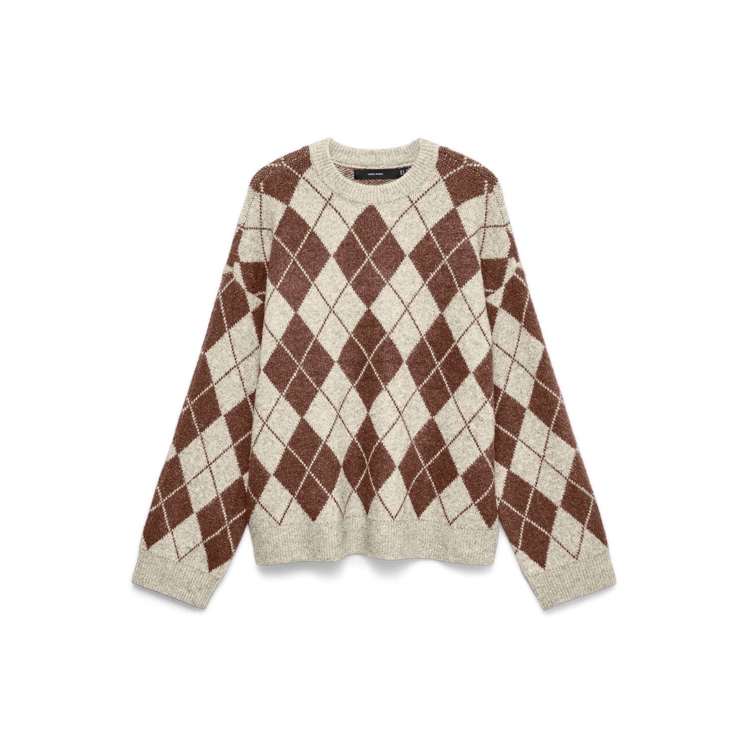 VERO MODA trui met print en wol beige