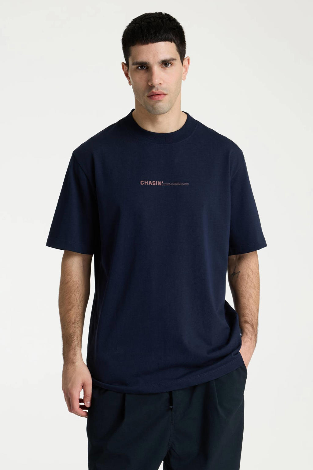 CHASIN' oversized T-shirt met backprint - navy blazer