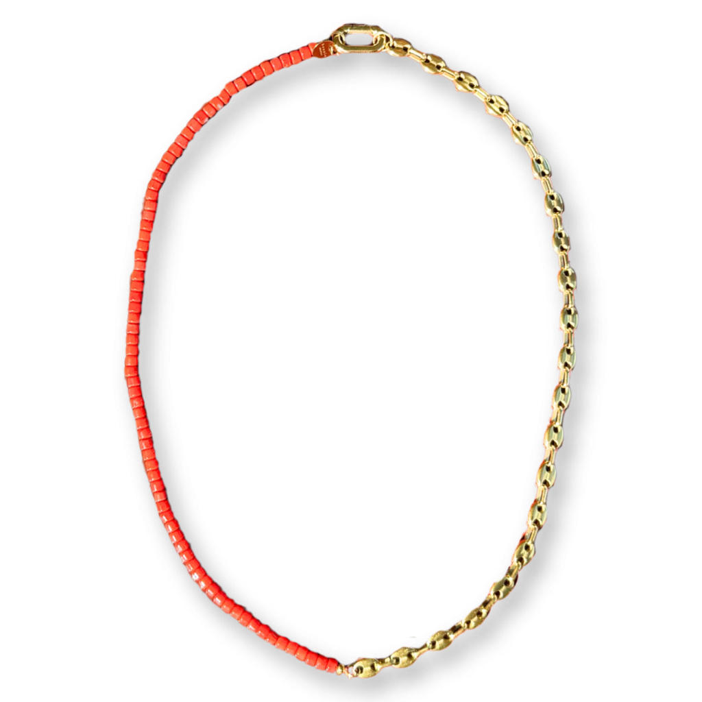 Bonnie Studios ketting Moos goudkleurig/oranje