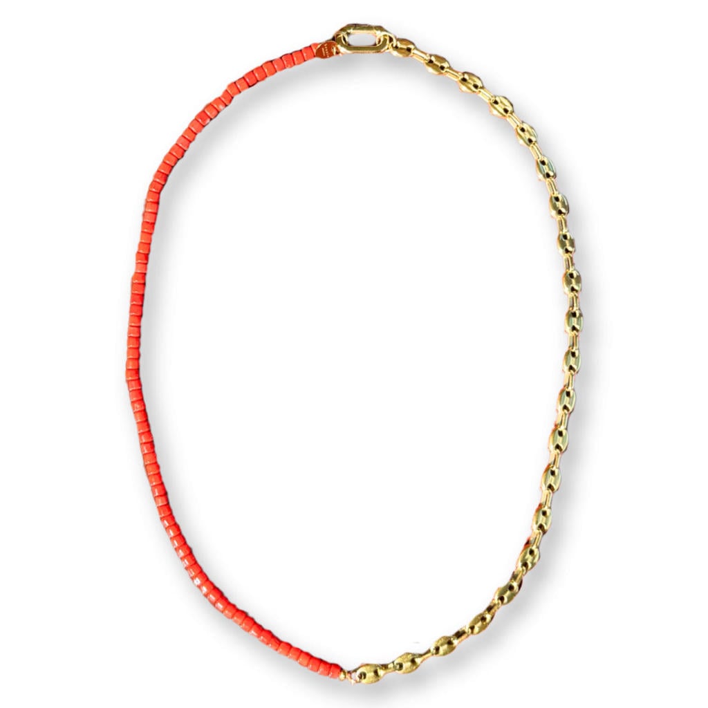 Bonnie Studios ketting Moos goudkleurig/oranje