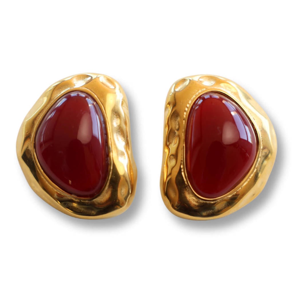 Bonnie Studios oorbellen Royal Red goudkleurig