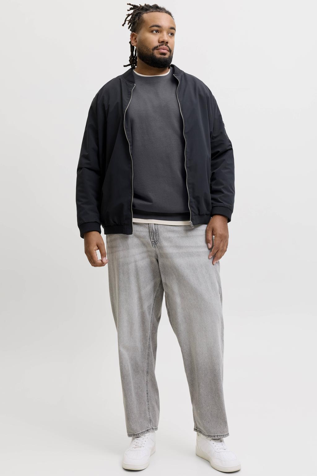 JACK & JONES PLUS SIZE relaxed fit sweater - asfalt