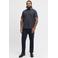 JACK & JONES PLUS SIZE regular fit gemêleerde piqué polo - donkerblauw