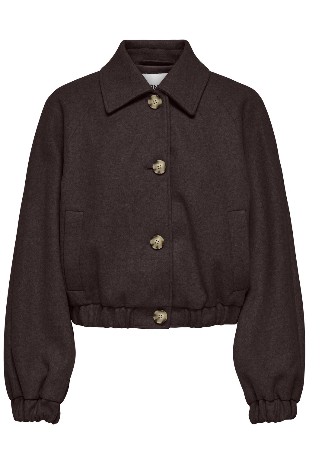Bruine dames ONLY shacket van polyester met effen, lange mouwen, klassieke kraag en knoopsluiting