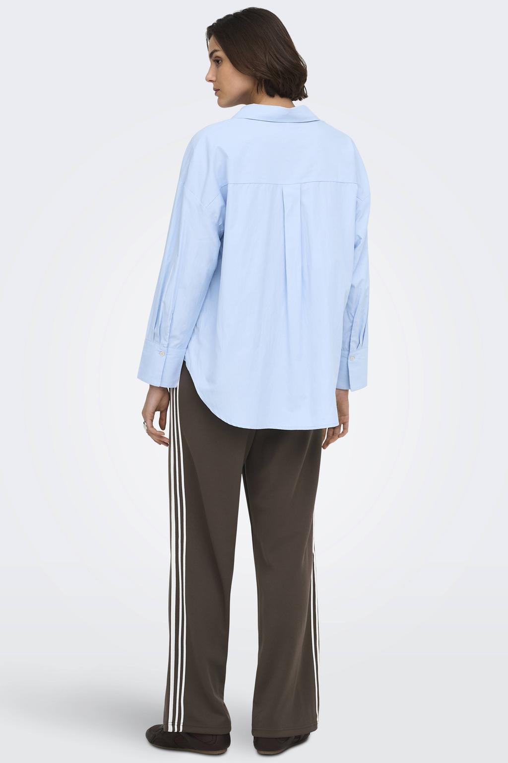 Taupe dames ONLY loose fit gestreepte casual broek van polyester met high waist en elastische tailleband