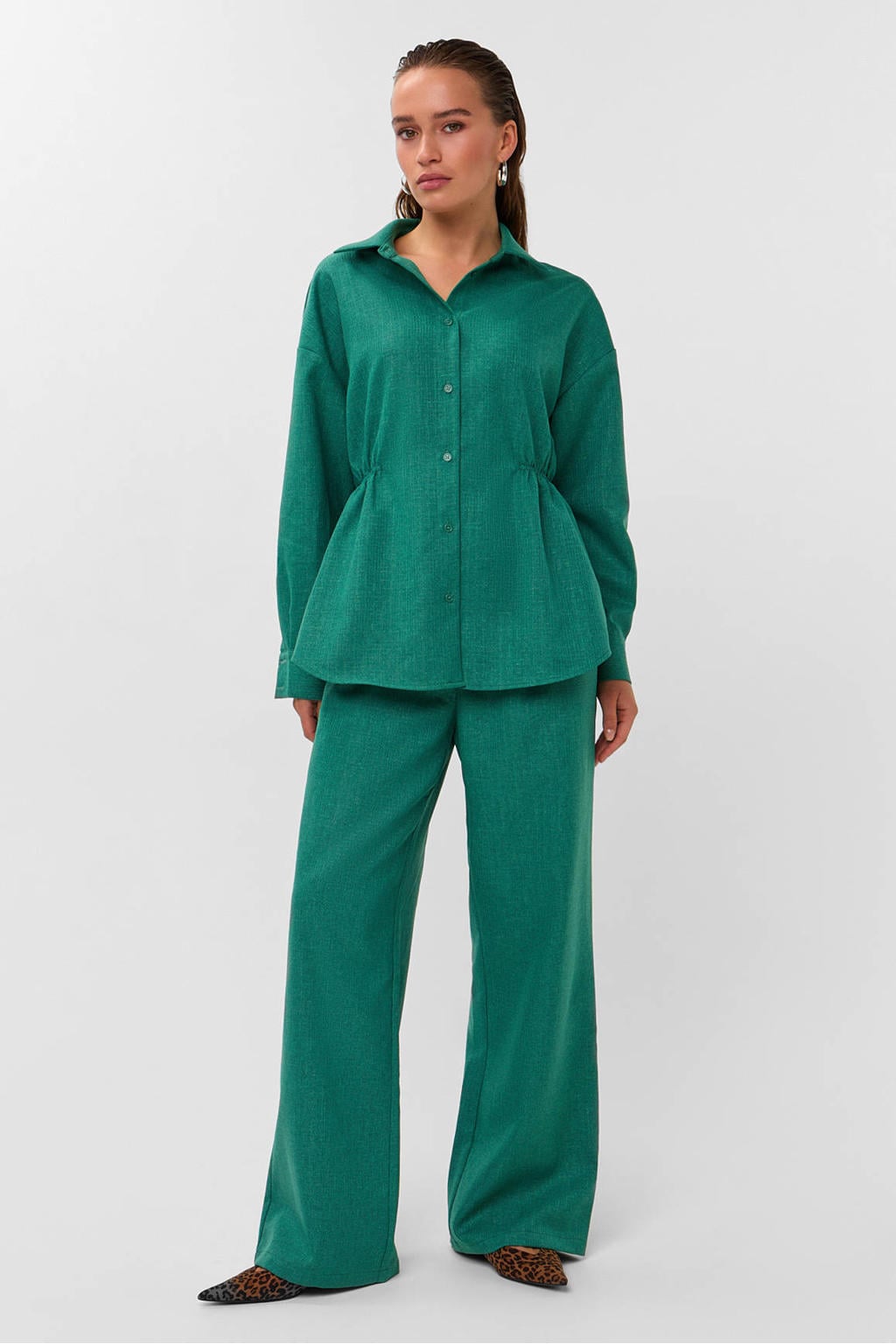 Studio AMAYA wide leg broek met plooien - groen