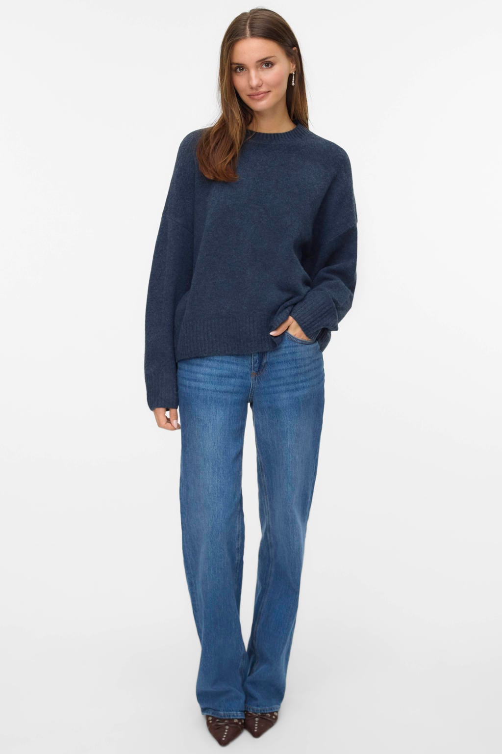 VERO MODA oversized gebreide trui met wol - blauw