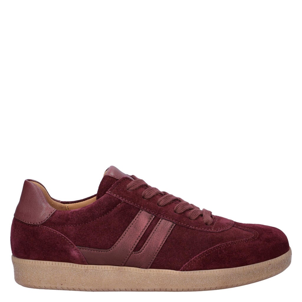 Bordeaux dames Gabor sneakers - van leer met ponyhair met veters
