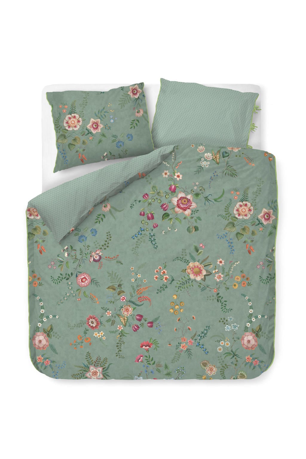 Pip Studio percale katoenen gebloemd lits-jumeaux dekbedovertrek 240x220 cm - groen