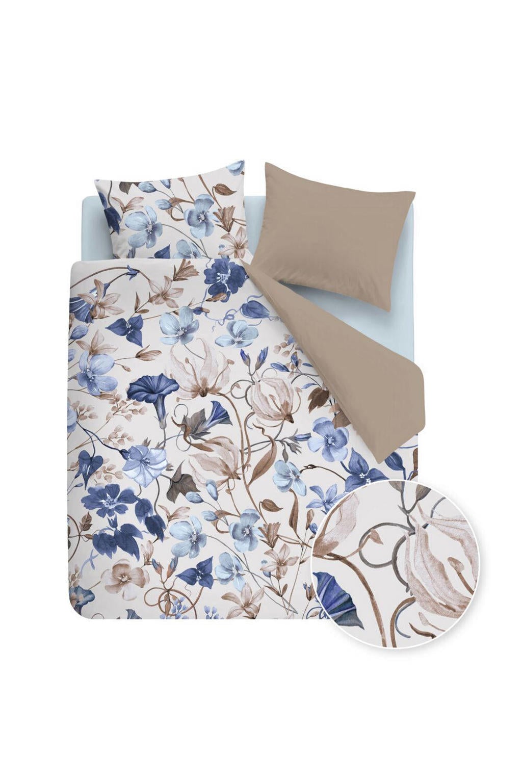 Beddinghouse katoenen gebloemd lits-jumeaux dekbedovertrek 240x220 cm - blauw