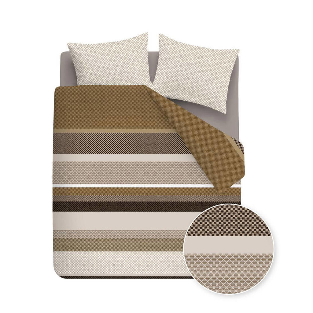 Beddinghouse katoenen gestreepte lits-jumeaux dekbedovertrek 240x220 cm - goud